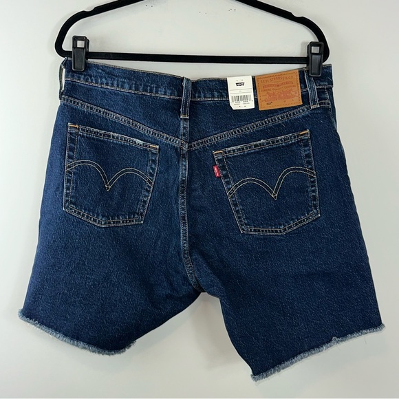Levi’s 501 Mid Thigh Shorts in Salsa Center Dark Wash Size 33 - Picture 5 of 11